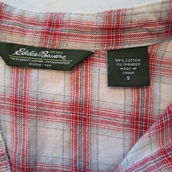 Eddie Bauer Lightweight Plaid Pullover Shirt Buttons Size Small - Picture 7 of 7